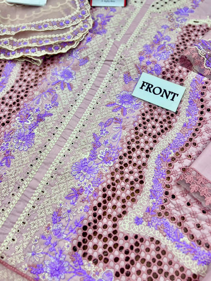 BIN ILYAS LUXURY CHIKANKARI EMBROIDERED LAWN - 3 PC UNSTITCHED