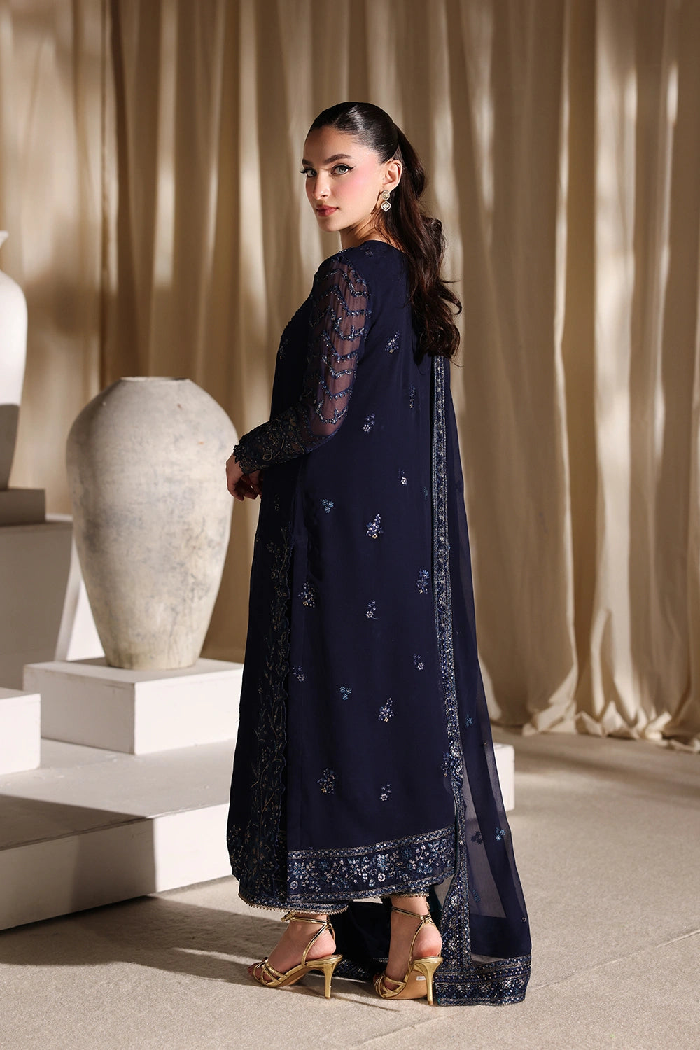 AZURE EMBROIDERED CHIFFON - 3 PC UNSTITCHED