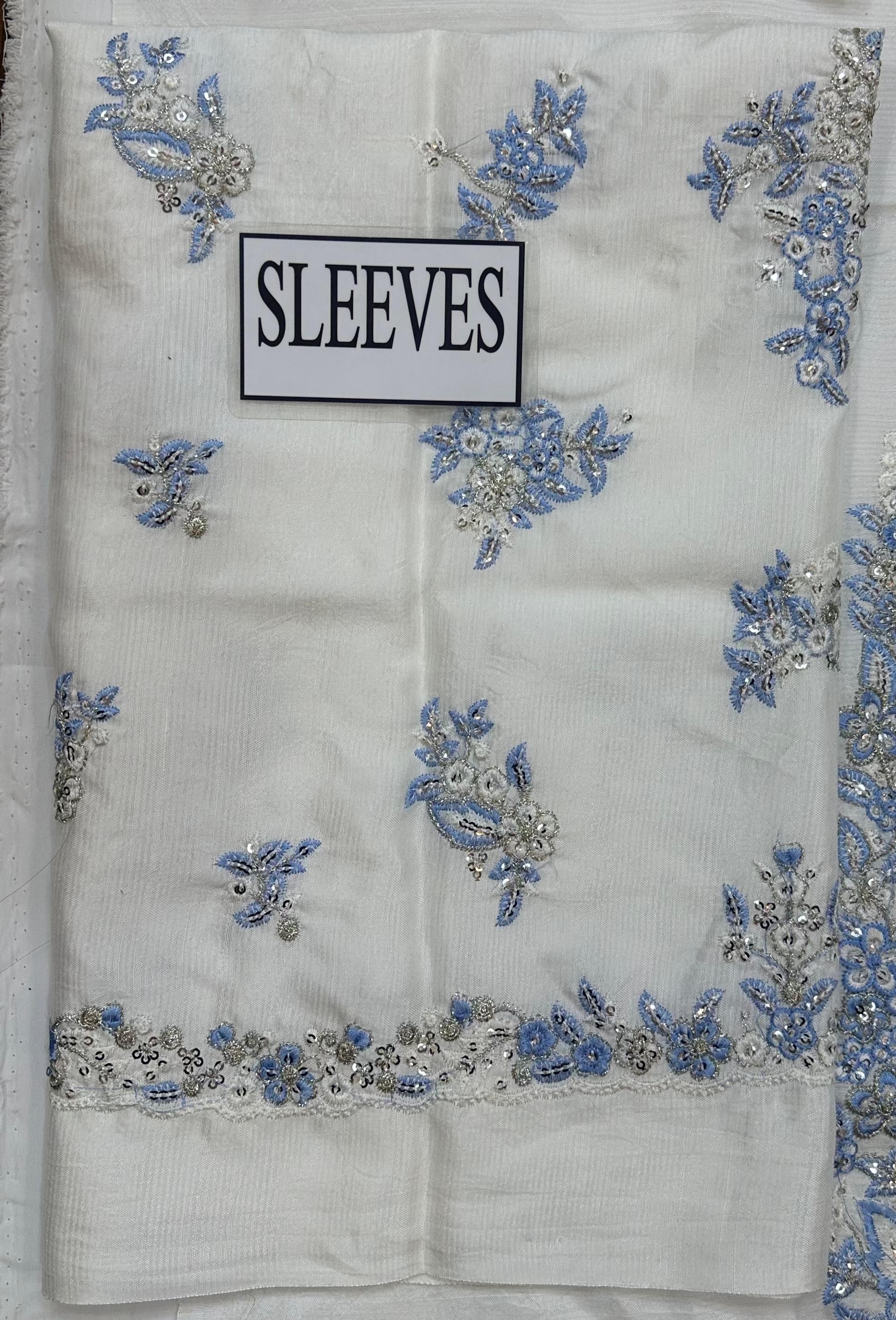 HUSSAIN REHAR LUXURY EMBROIDERED RAW SILK - 3 PC UNSTITCHED