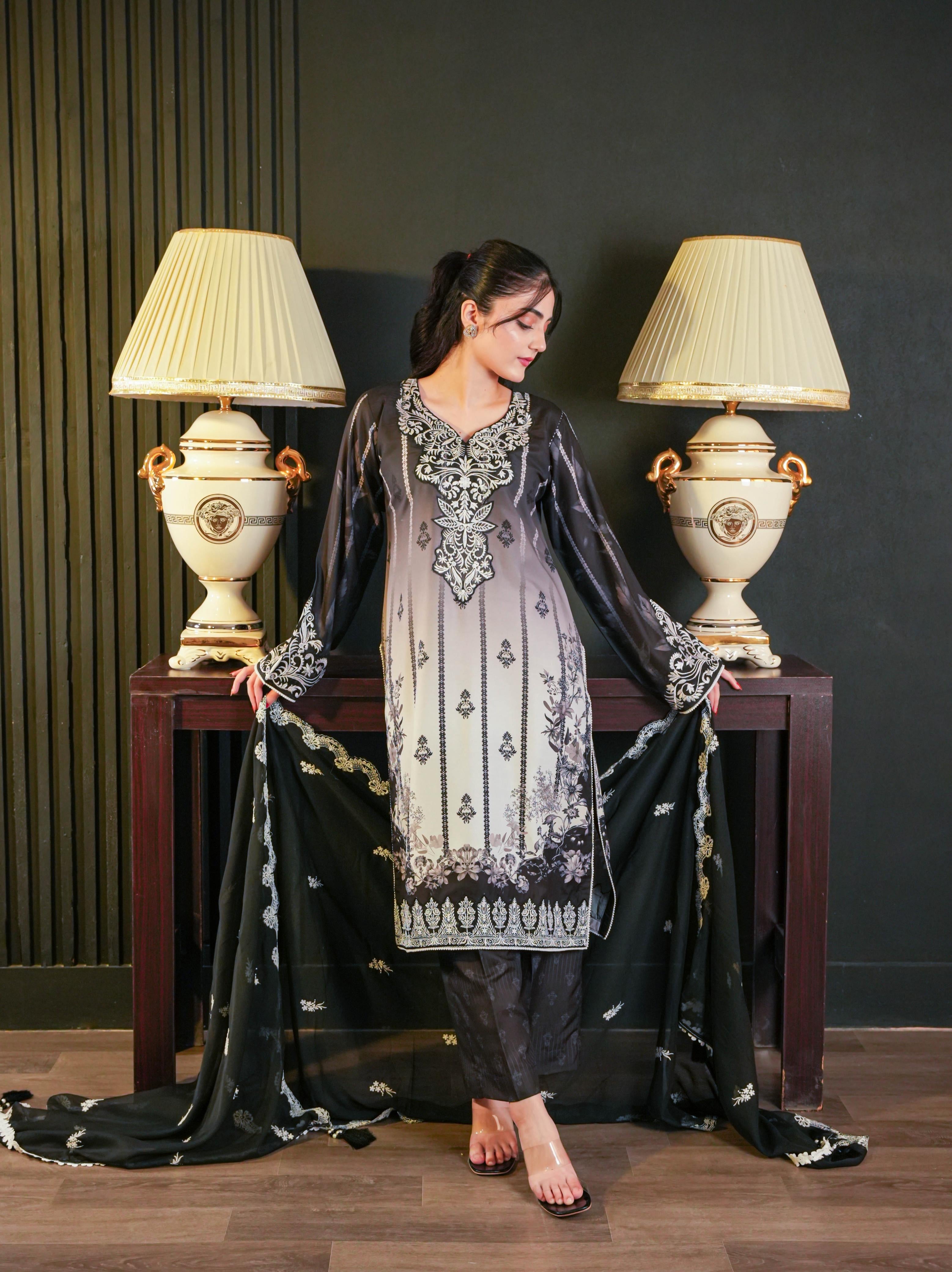 HOORAINS PRET EMBROIDERED LAWN - 3 PC STITCHED