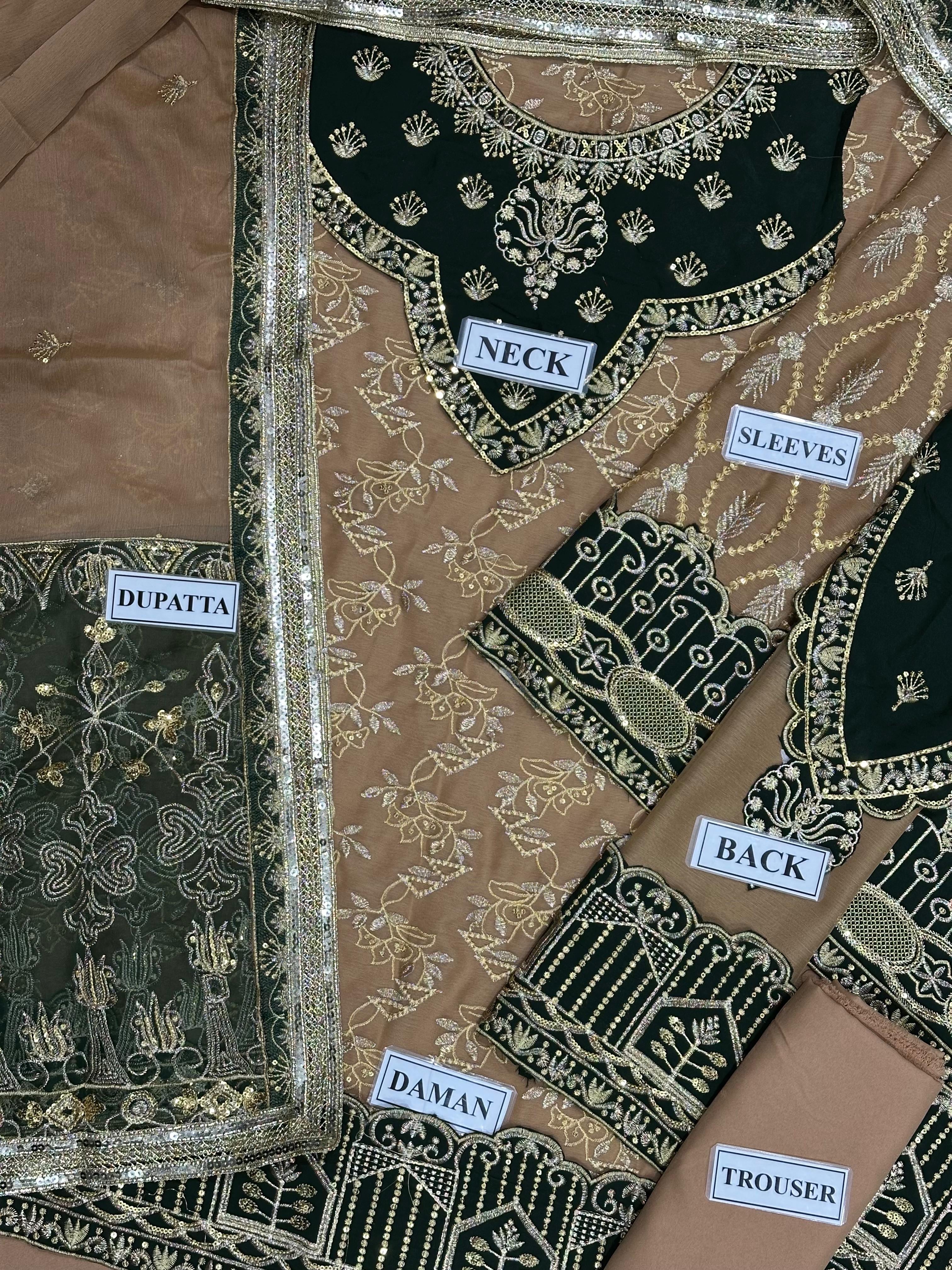 NAINSUKH LUXURY EMBROIDERED CHIFFON - 3 PC UNSTITCHED