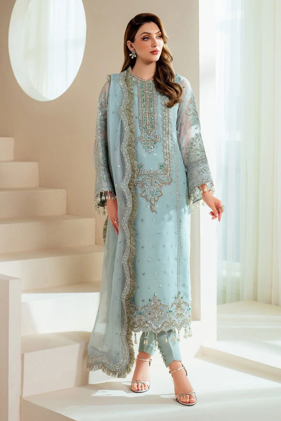 ALIZEH EMBROIDERED ORGANZA DRESS - 3 PC UNSTITCHED
