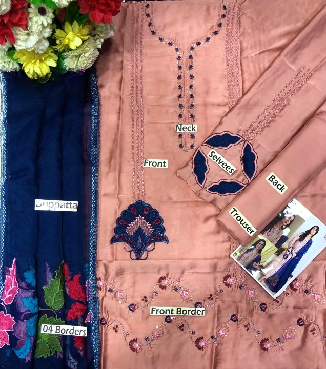 FAIZA REHMAN EMBROIDERED SILK - 3 PC UNSTITCHED