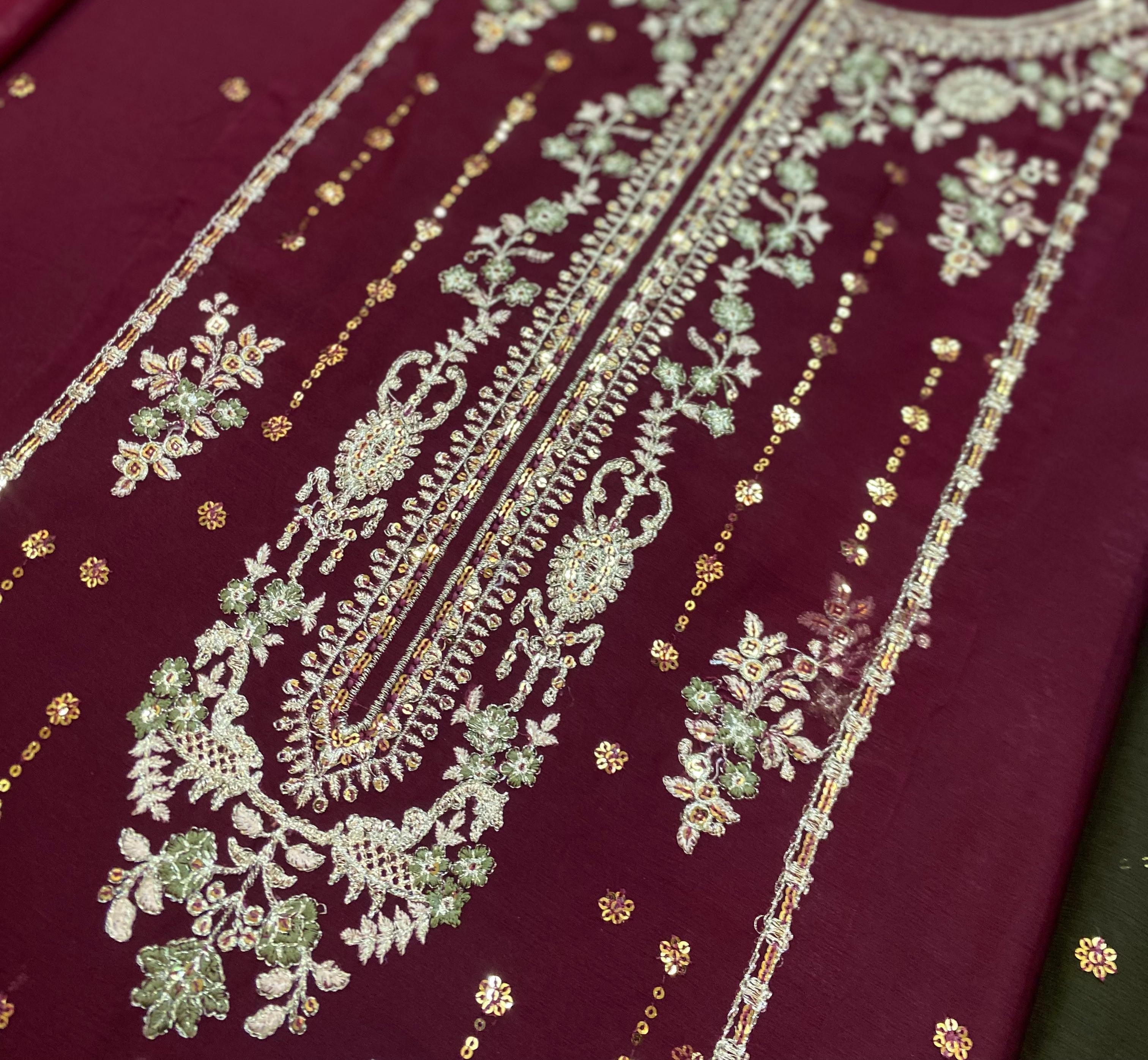 ASIM JOFA LUXURY WEDDING EMBROIDERED CHIFFON - 3 PC UNSTITCHED