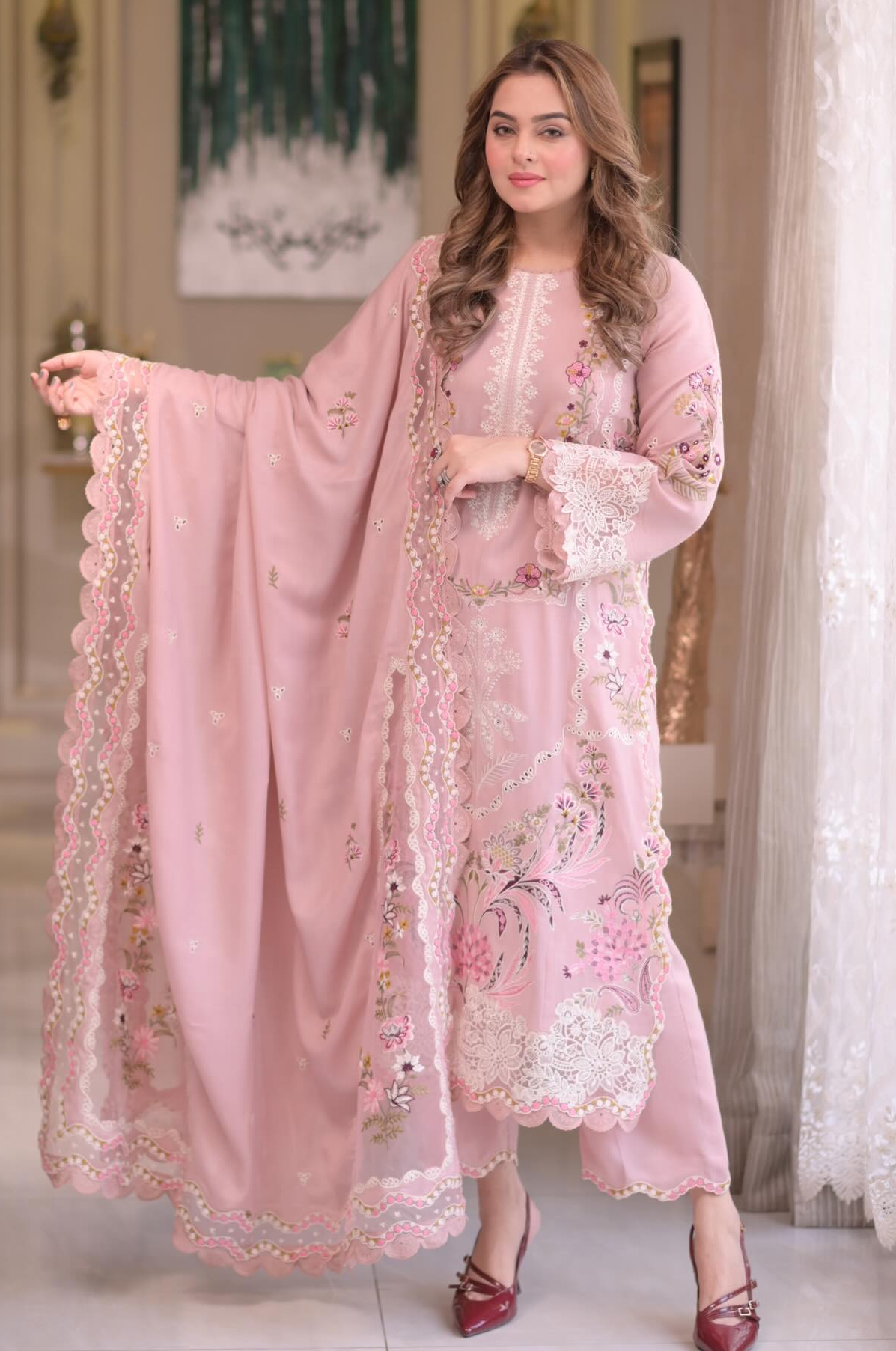 ANEELA’S EMBROIDERED LAWN WITH KHADDI NET DUPATTA - 3 PC UNSTITCHED