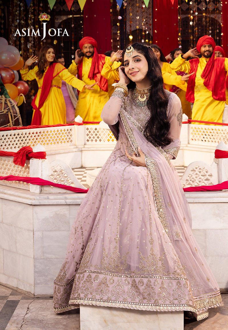 ASIM JOFA EMBROIDERED NET FROK - 3 PC UNSTITCHED