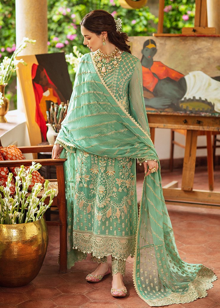 AFROZEH SHENHAI CHIFFON WEDDING EMBROIDERED - 3 PC UNSTITCHED