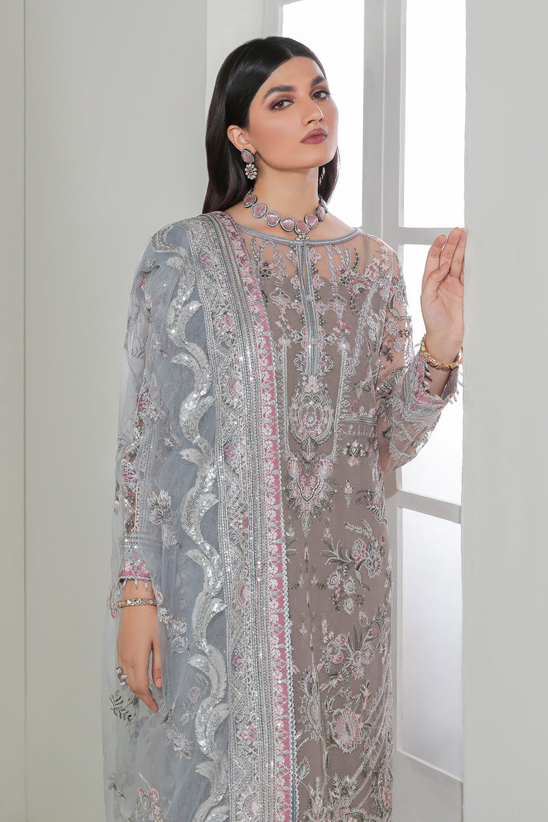 BAROQUE LUXURY EMBROIDERED CHIFFON - 3 PC UNSTITCHED