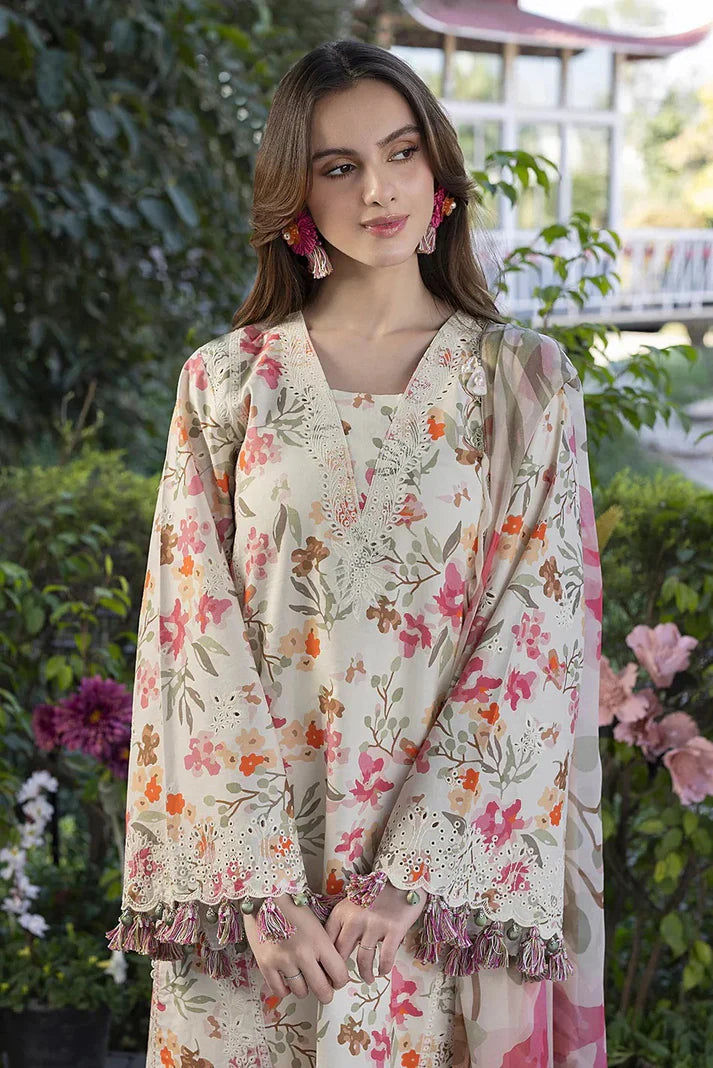 CRIMSON EMBROIDERED CHIKANKARI LAWN - 3 PC UNSTITCHED