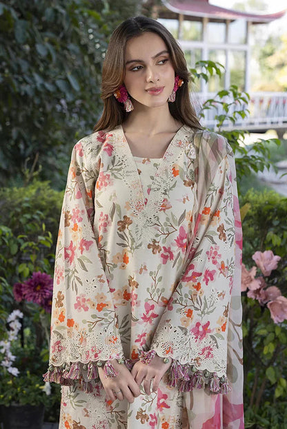 CRIMSON EMBROIDERED CHIKANKARI LAWN - 3 PC UNSTITCHED