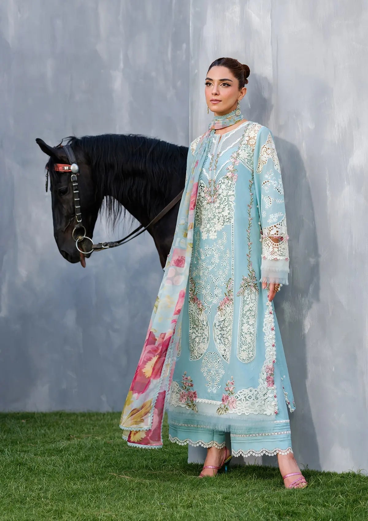 ELAF PREMIUM EMBROIDERED CHIKANKARI LAWN - 3 PC UNSTITCHED