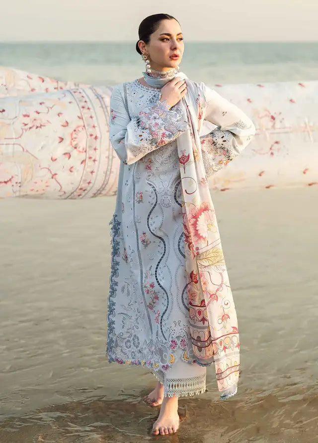 QALAMKAR CHIKANKARI EMBROIDERED LAWN - 3 PC UNSTITCHED