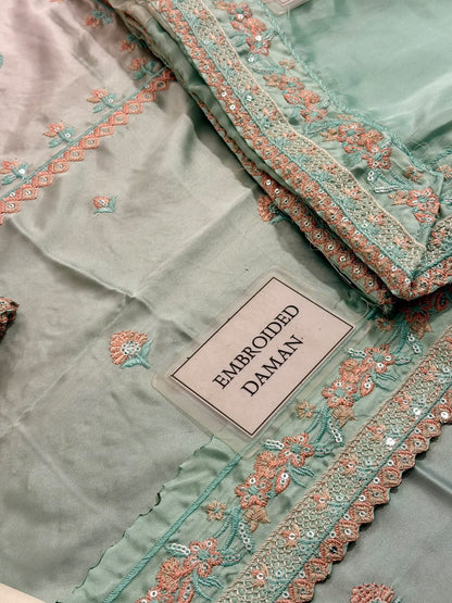 ANEELA’S SHAMOZ SILK EMBROIDERED DRESS - 3 PC UNSTITCHED