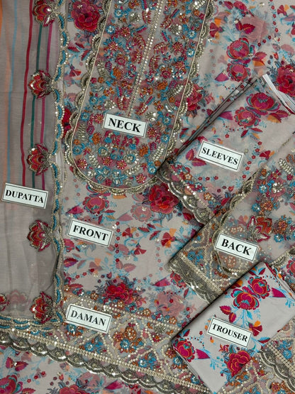 CHARIZMA EMBROIDERED CHIFFON  - 3 PC UNSTITCHED