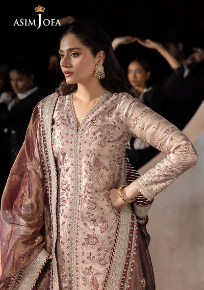 ASIM JOFA EMBROIDERED ZARI NET ADDA WORK - 3 PC UNSTITCHED