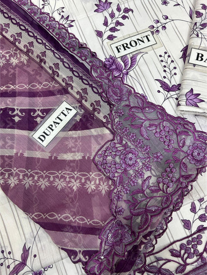 JAZMIN PRINTED & EMBROIDERED LAWN - 3 PC UNSTITCHED