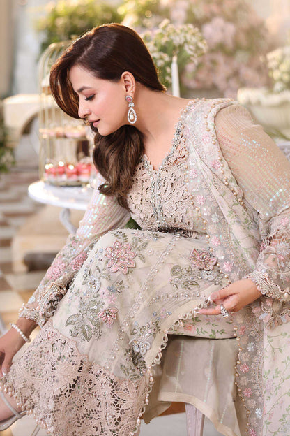 MARIA B LUXURY EMBROIDERED ADDA WORK CHIFFON - 3 PC UNSTITCHED
