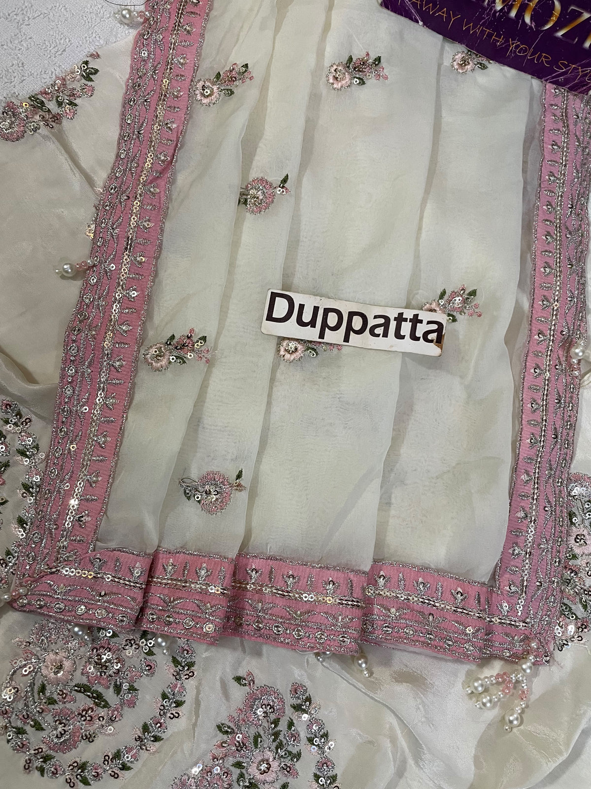 ETHNC EMBROIDERED RAW SILK DRESS - 3 PC UNSTITCHED