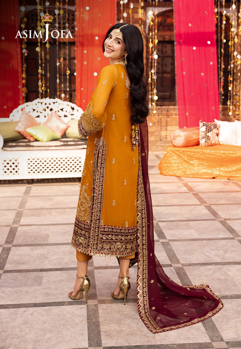 ASIM JOFA EMBROIDERED SEMI PURE CHIFFON - 3 PC UNSTITCHED