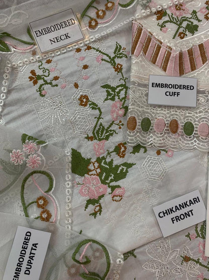 QALAMKAR LUXURY EMBROIDERED LAWN - 3 PC UNSTITCHED