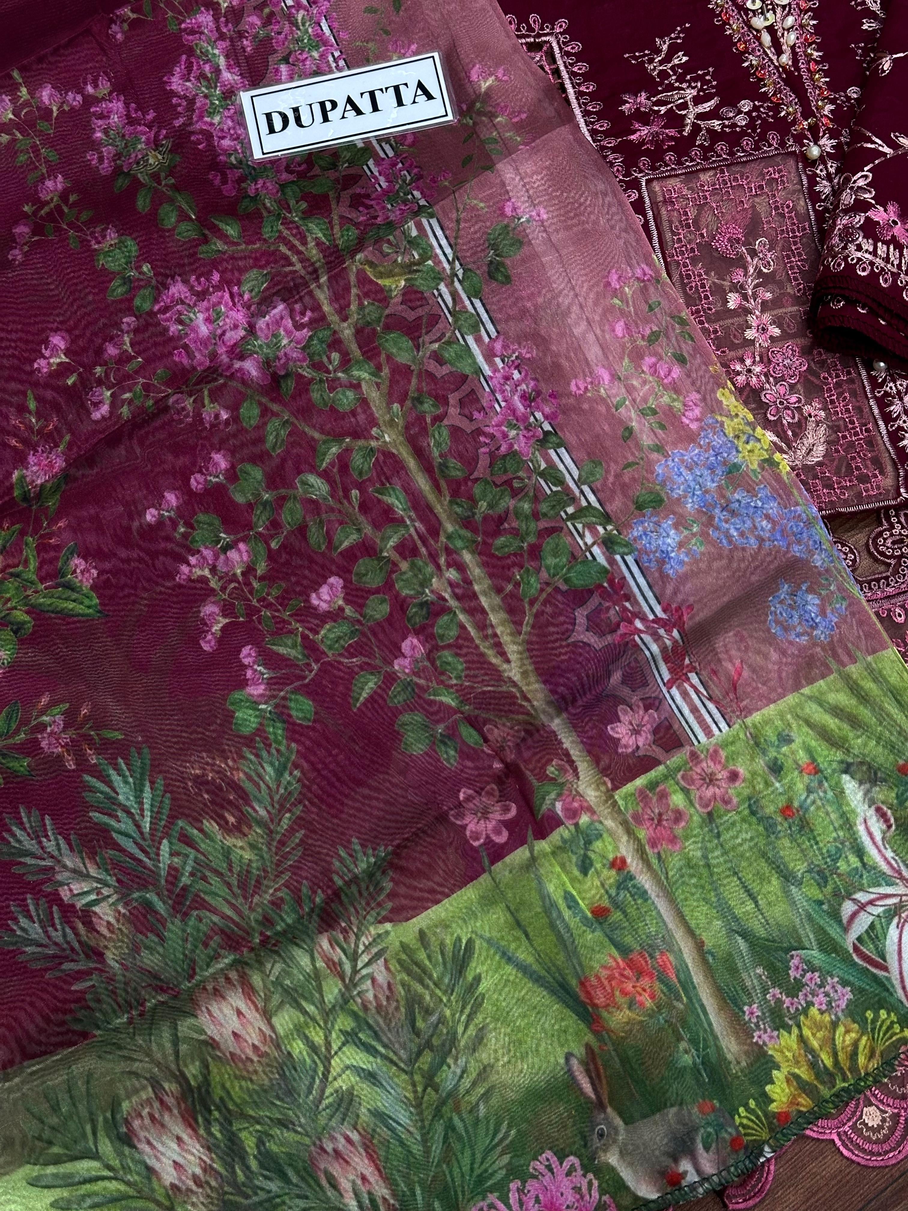 BIN ILYAS EMBROIDERED LAWN - 3 PC UNSTITCHED