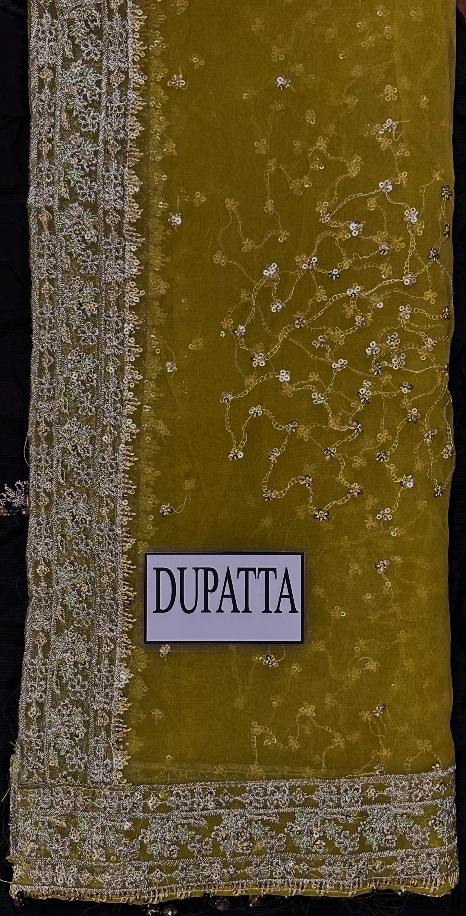 HUSSAIN REHAR LUXURY EMBROIDERED RAW SILK - 3 PC UNSTITCHED