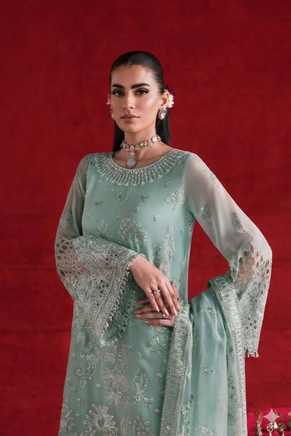 FLOSSIE PREMIUM EMBROIDERED SEMI PURE CHIFFON - 3 PC UNSTITCHED