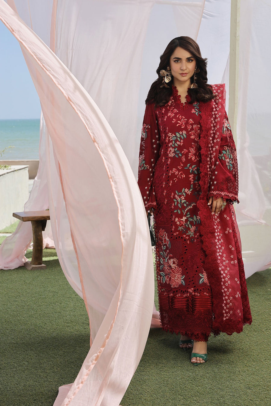 MARYAM HUSSAIN CHIKANKARI EMBROIDERED LAWN - 3 PC UNSTITCHED
