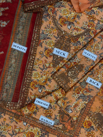 MOHAGNI EMBROIDERED LAWN - 3 PC UNSTITCHED