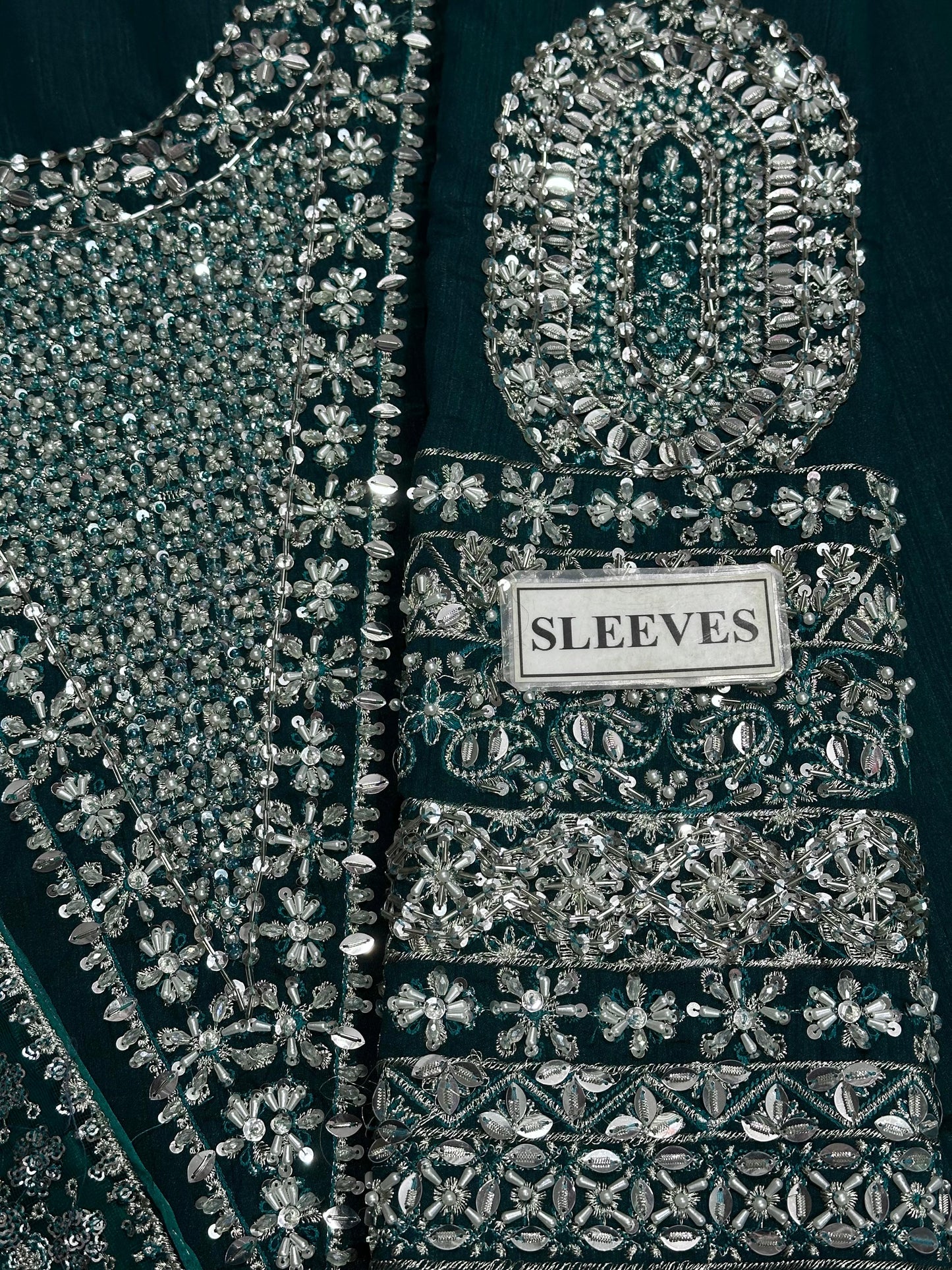 HUSSAIN REHAR LUXURY EMBROIDERED ADDA WORK RAW SILK - 3 PC UNSTITCHED