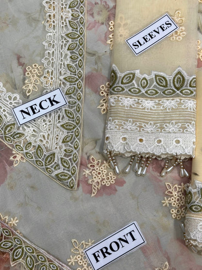 BAROQUE EMBROIDERED ORGANZA - 3 PC UNSTITCHED