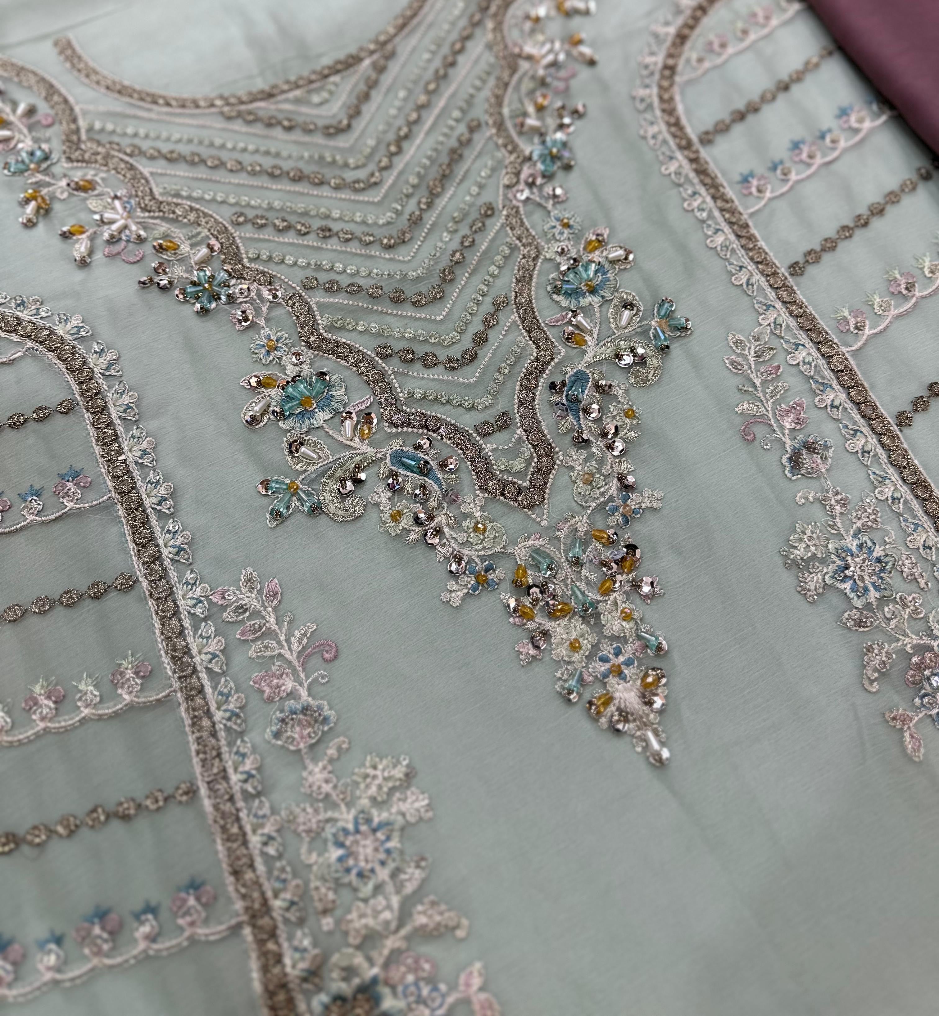 IMROZIA LUXURY EMBROIDERED SEMI PURE CHIFFON - 3 PC UNSTITCHED