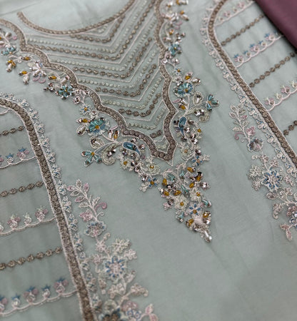 IMROZIA LUXURY EMBROIDERED SEMI PURE CHIFFON - 3 PC UNSTITCHED