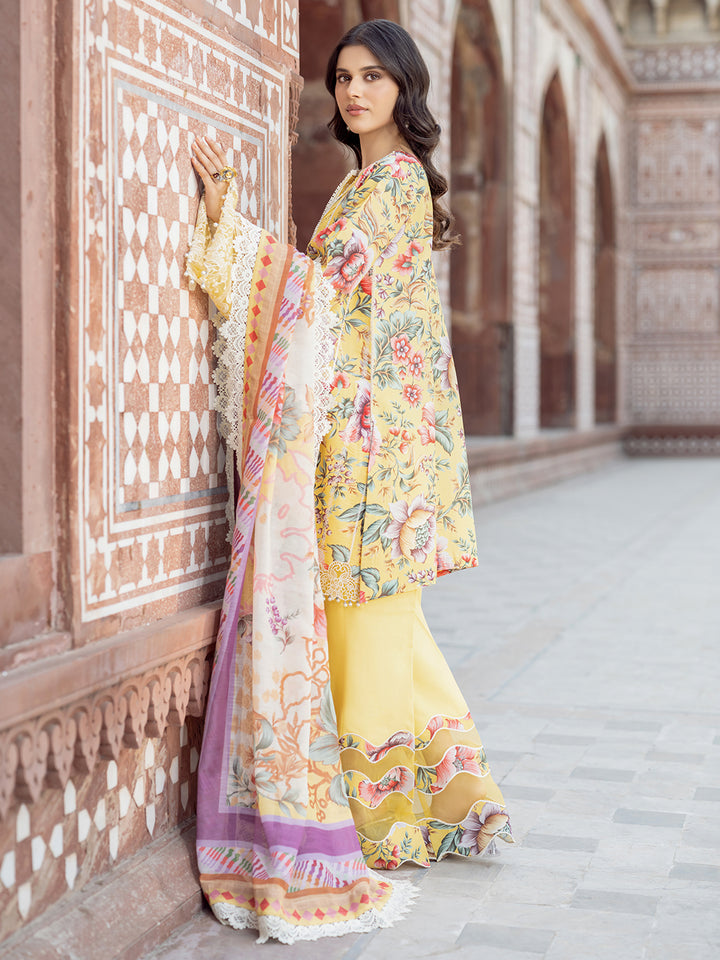BIN ILYAS PRINTED EMBROIDERED LAWN - 3 PC UNSTITCHED