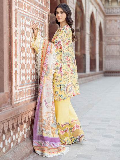 BIN ILYAS PRINTED EMBROIDERED LAWN - 3 PC UNSTITCHED
