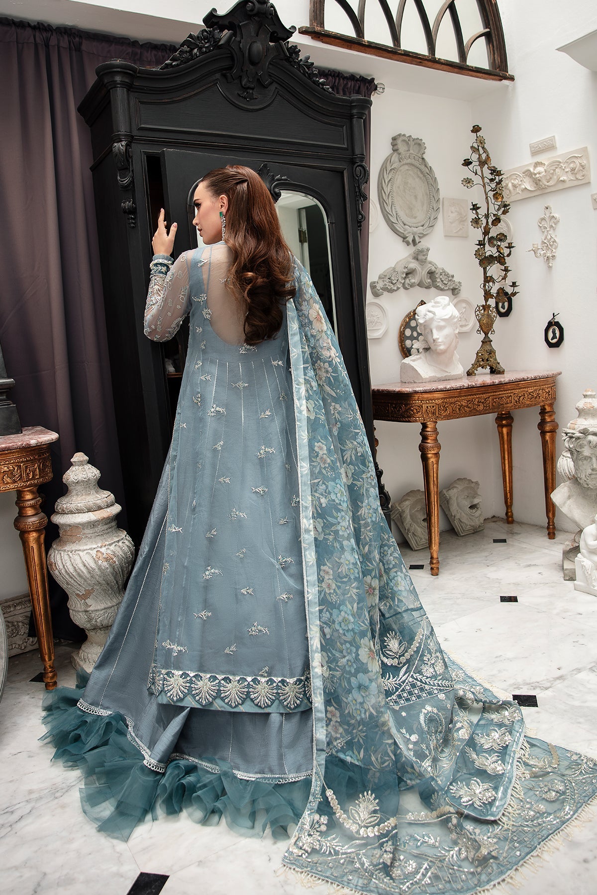 ABBAS JAMIL LUXURY EMBROIDERED ORGANZA - 3 PC UNSTITCHED