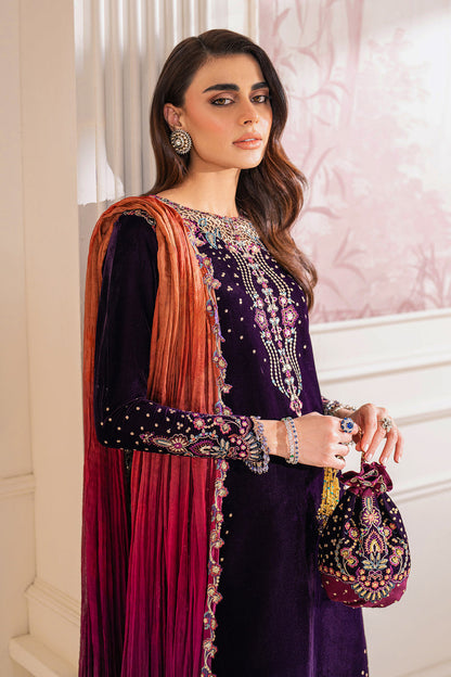 BAROQUE LUXURY EMBROIDERED VELVET - 3 PC UNSTITCHED