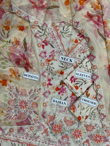 CRIMSON EMBROIDERED CHIKANKARI LAWN - 3 PC UNSTITCHED