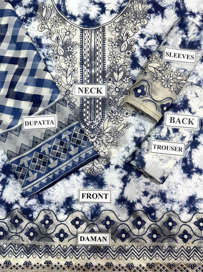 SAPPHIRE EMBROIDERED PRINTED LAWN - 3 PC UNSTITCHED