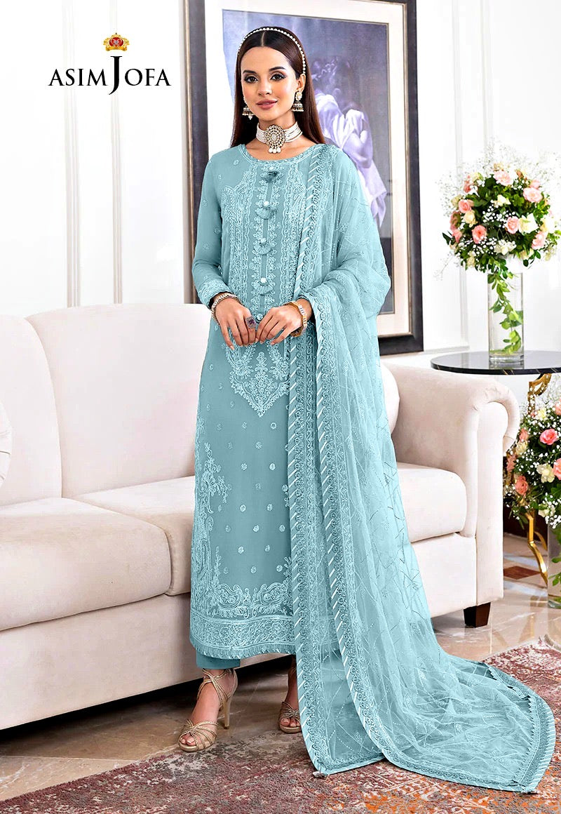 ASIM JOFA EMBROIDERED CHIFFON  - 3 PC UNSTITCHED