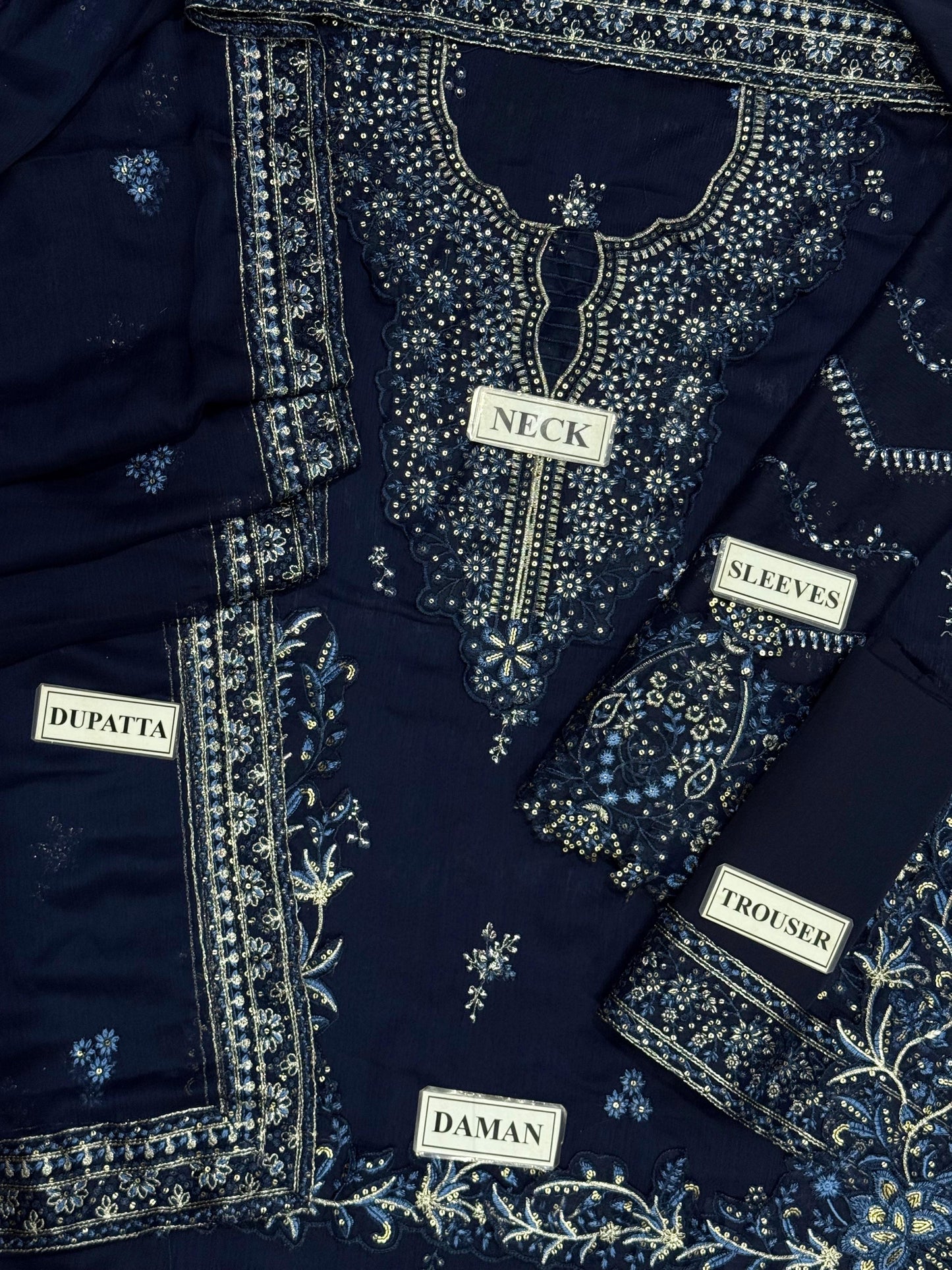 AZURE EMBROIDERED CHIFFON - 3 PC UNSTITCHED