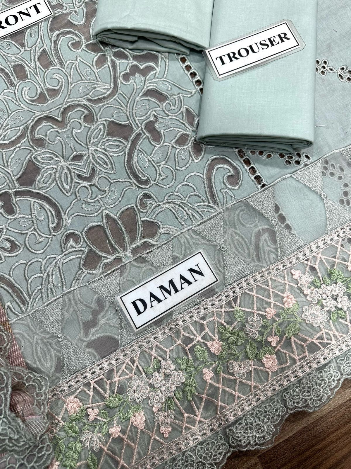 SARDINIA CHIKANKARI & LASER EMBROIDERED LAWN - 3 PC UNSTITCHED