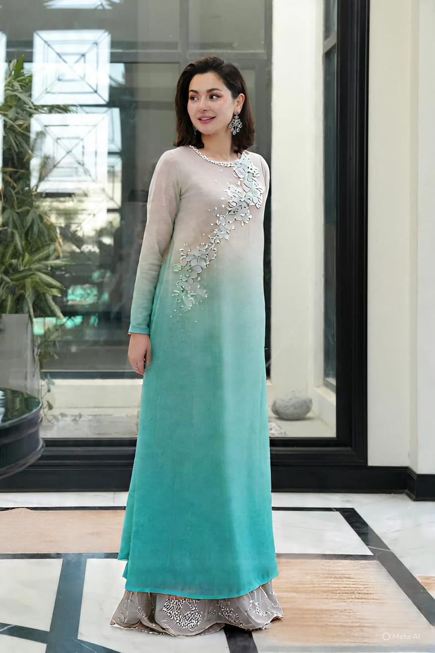 LULUSAR EMBROIDERED HANDMADE WORK CHIFFON - 3 PC UNSTITCHED