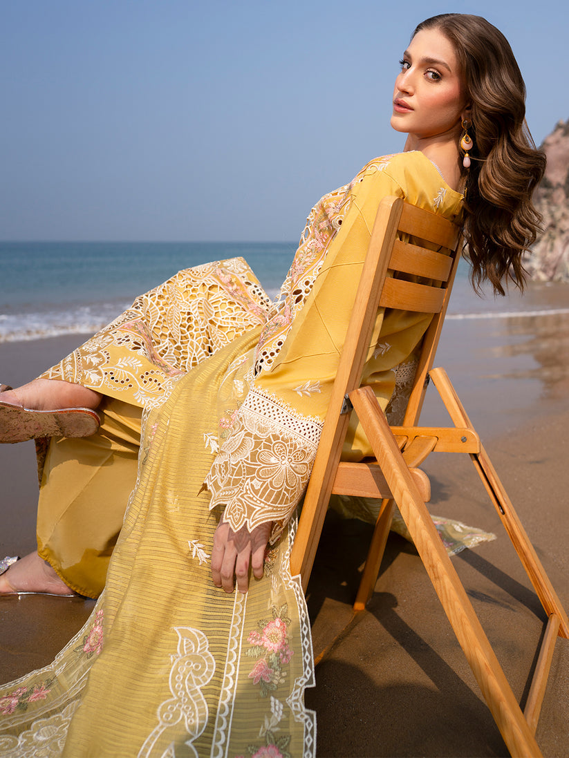MAHNUR LUXURY EMBROIDERED CUT WORK - LAWN 3 PC UNSTITCHED