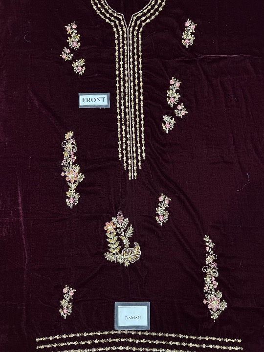 CHARIZMA LUXURY EMBROIDERED VELVET - 3 PC UNSTITCHED