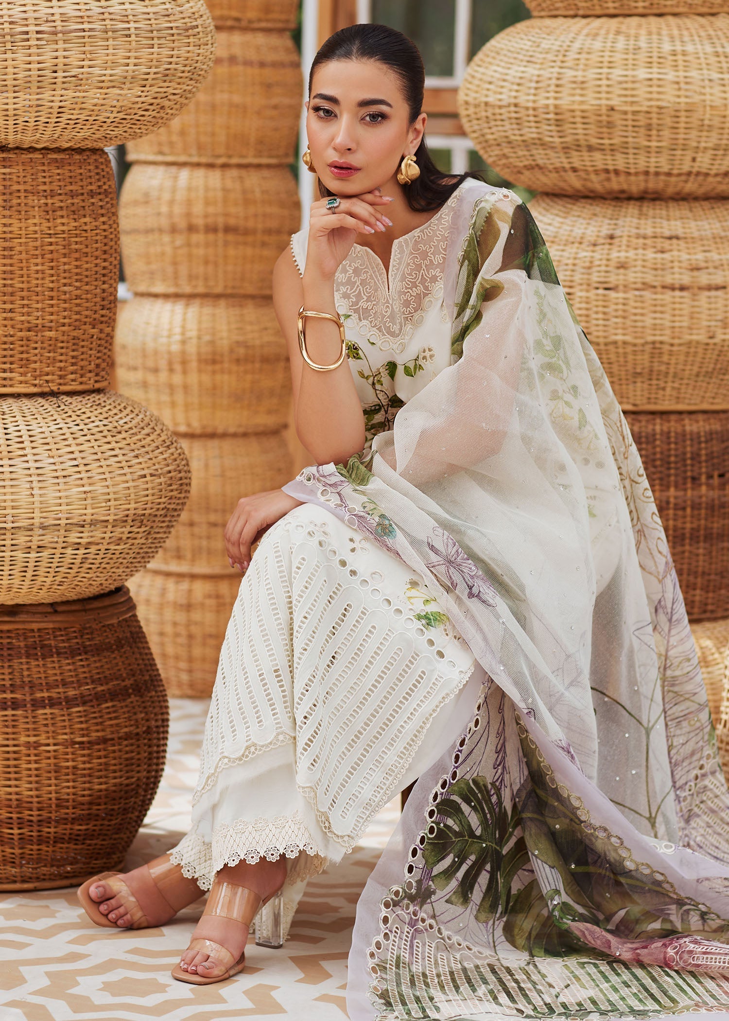 CRIMSON CHIKANKARI EMBROIDERED LAWN - 3 PC UNSTITCHED