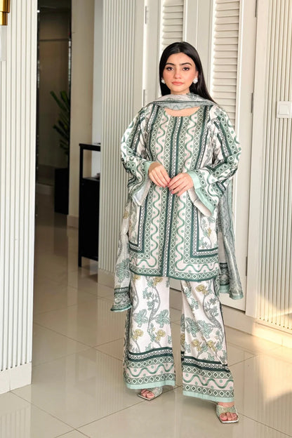 HOORAIN’S PRET DIGITAL PRINTED RAW SILK - 3 PC STITCHED