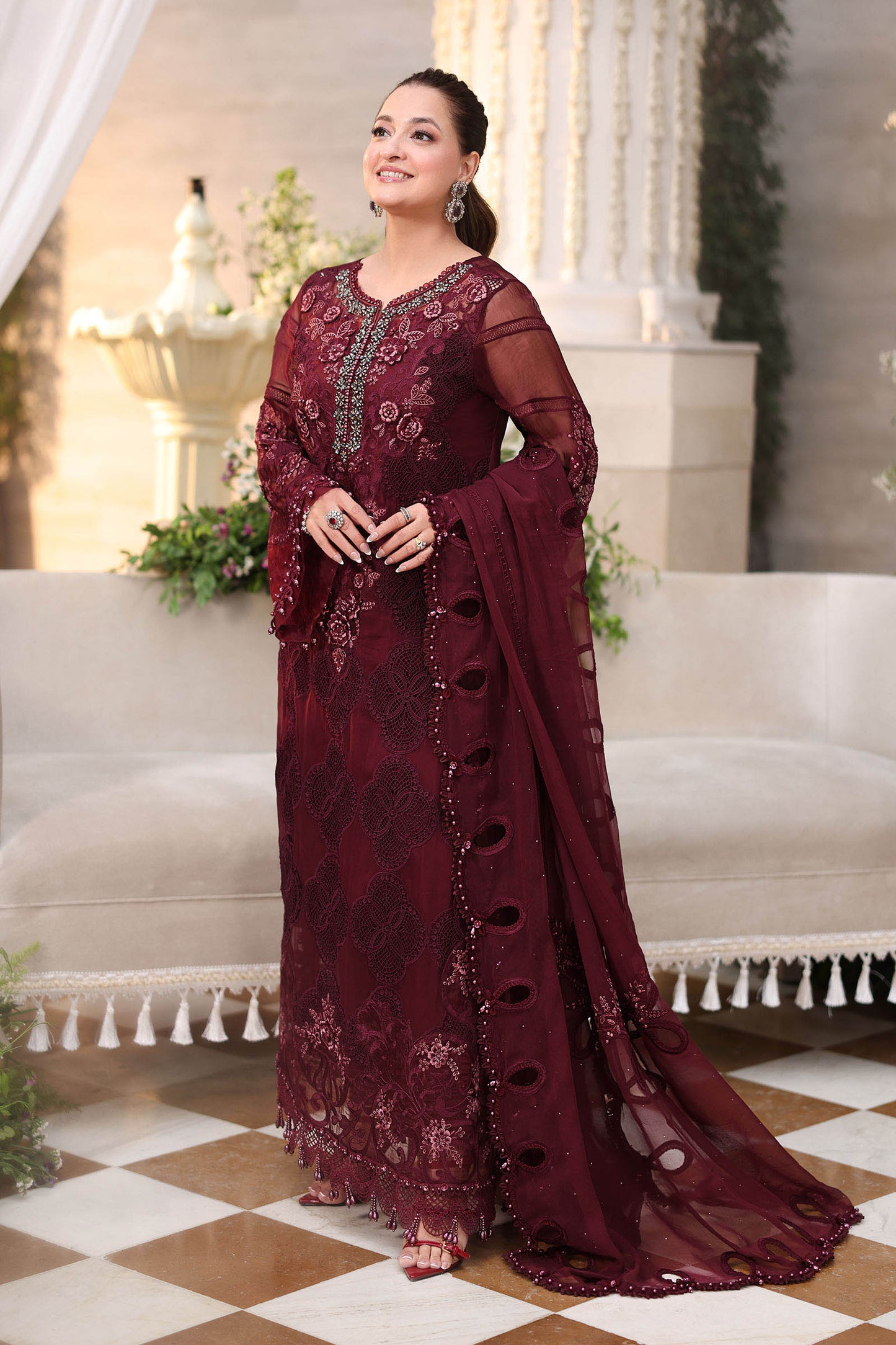 MARIA B LUXURY EMBROIDERED ADDA WORK CHIFFON - 3 PC UNSTITCHED