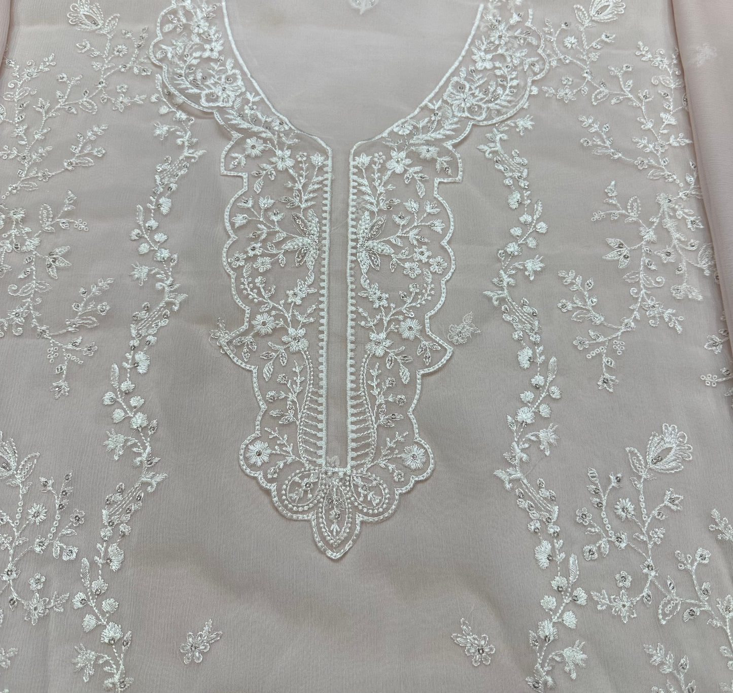AZURE EMBROIDERED CHIFFON DRESS - 3 PC UNSTITCHED