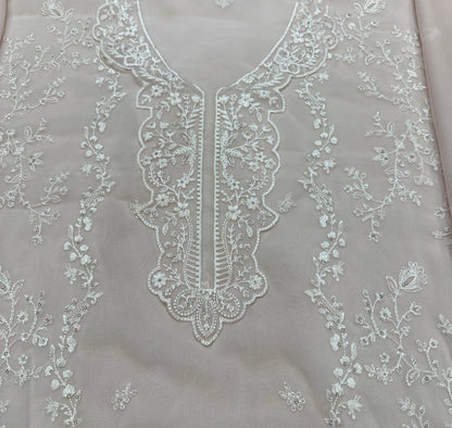AZURE EMBROIDERED CHIFFON DRESS - 3 PC UNSTITCHED